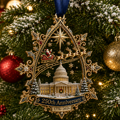 250th Anniversary: Santa Flying Over the White House on a Snowy Night