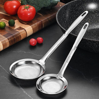 2-Piece Stainless Steel Fine Mesh Skimmer Spoons, Multi-Size Pot Fat Skimmers