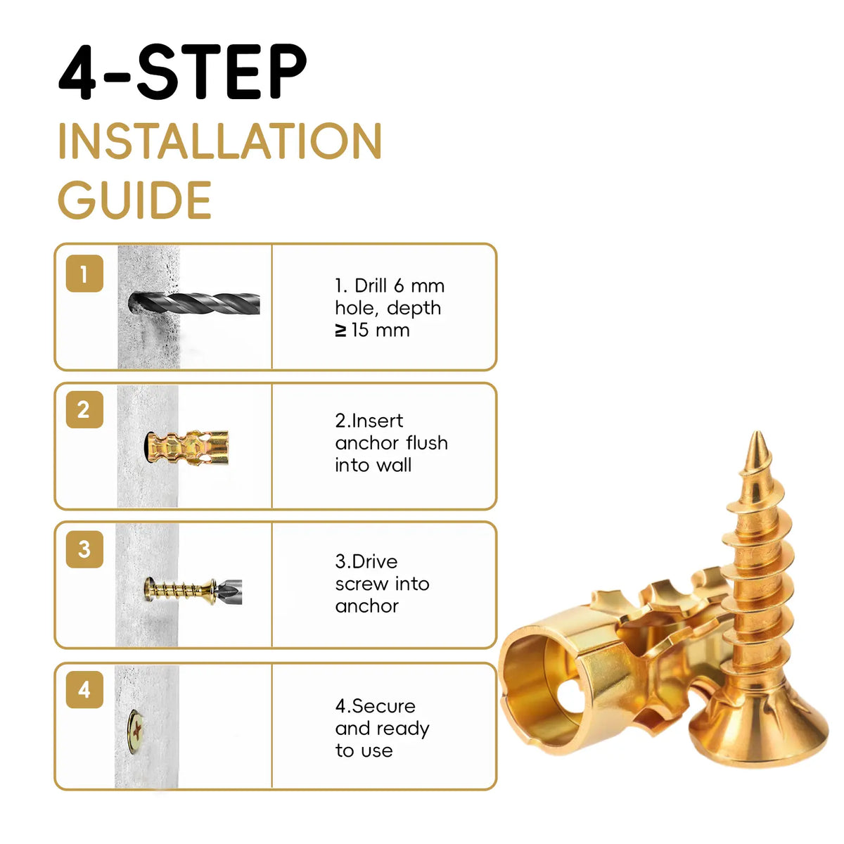 6x14mm Short Expansion Wall Anchors for Cabinet Hinge Repair