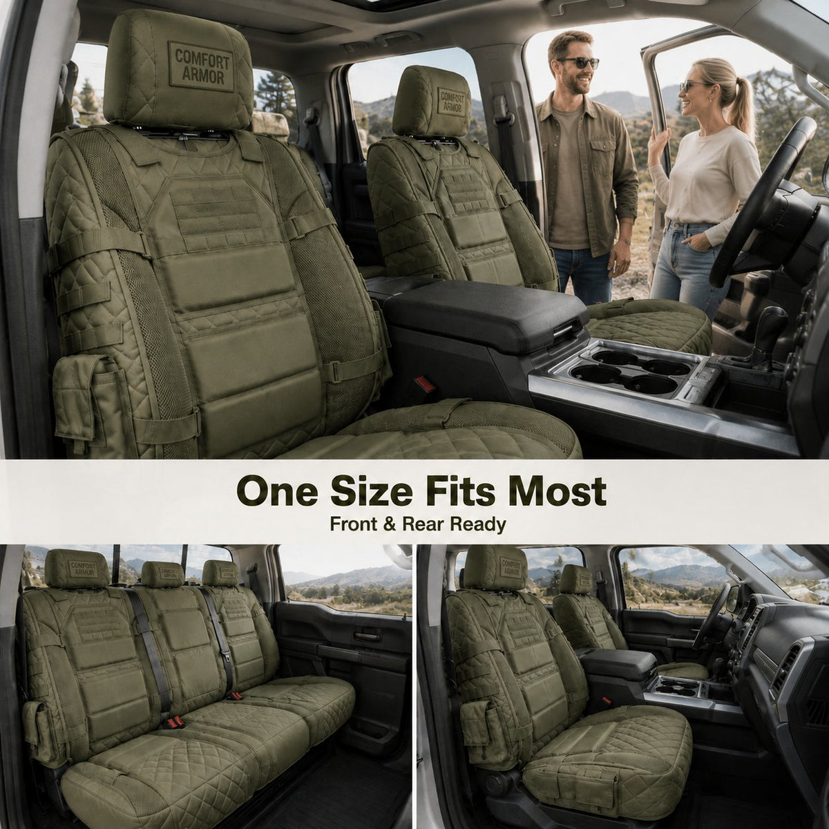 Military Style Auto Seat Protectors Universal Fit Heavy Duty Cushion For Long Drive Vehicle Owners