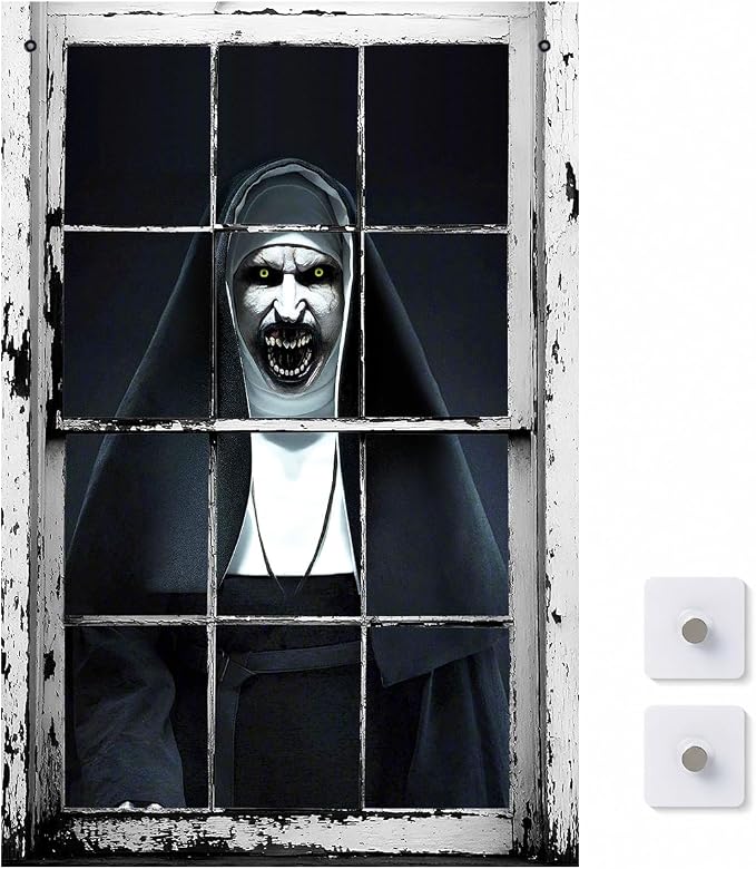 [Scare Neighbors] 3D Halloween Window Poster: Realistic Horror Scene