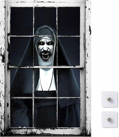 [Scare Neighbors] 3D Halloween Window Poster: Realistic Horror Scene