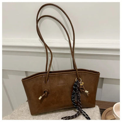 Women's Elegant Solid Color Large Capacity Shoulder Bag | Trendy Versatile Tote for Daily Commute & Casual Use