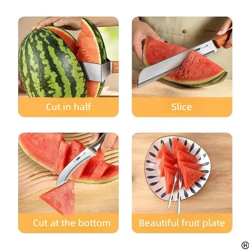 2PCS-Stainless steel watermelon slicer, multi-functional fruit slicer, fruit divider, watermelon cutting tool
