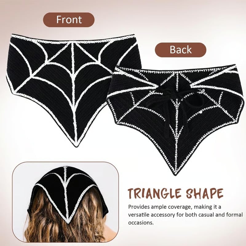 Halloween Spider Web Knit Headscarf