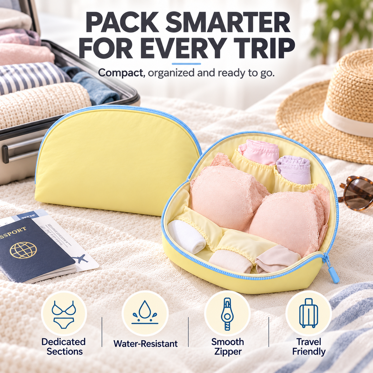 3-in-1 Waterproof Portable Travel Underwear Organizer Bag