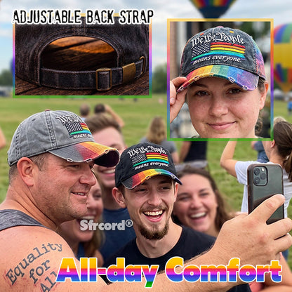 Rainbow Freedom Pride Distressed Cap