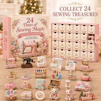 24 Days of Sewing Magic Advent Calendar 24 Collectible Sewing Miniatures for Crafters, Quilters & Sewing Lovers