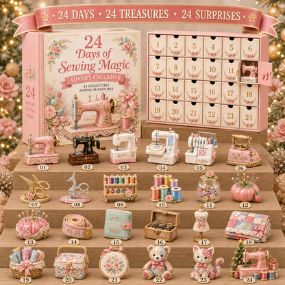24 Days of Sewing Magic Advent Calendar 24 Collectible Sewing Miniatures for Crafters, Quilters & Sewing Lovers