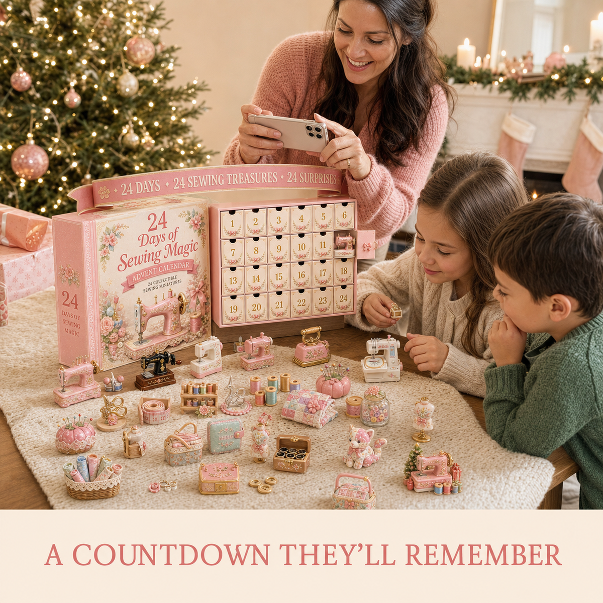 24 Days of Sewing Magic Advent Calendar 24 Collectible Sewing Miniatures for Crafters, Quilters & Sewing Lovers