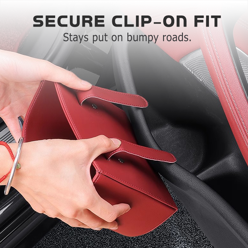 Leather Car Door Cup Holder Wide mouth opening, easy reach for drinks & phone