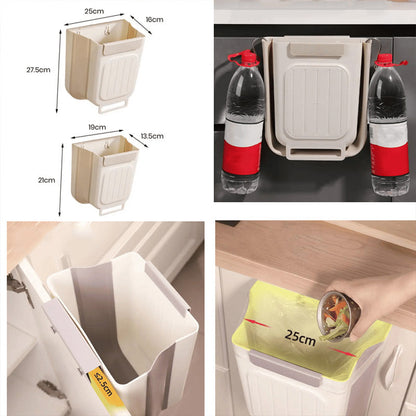 Collapsible Hanging Trash Can for Kitchen Cabinet Door Space-Saving Waste Bin (6L/11L)