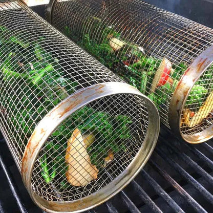 BBQ 360 Rolling Grilling Basket | Non-Stick Rotisserie Grill Basket for Meat, Vegetables & More