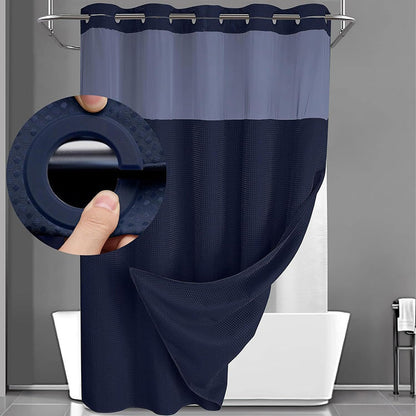 Finally, a shower curtain that actually keeps water IN no hooks, no leaks, waffle texture