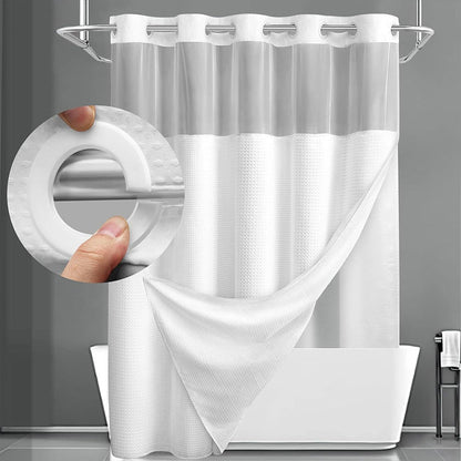 Finally, a shower curtain that actually keeps water IN no hooks, no leaks, waffle texture