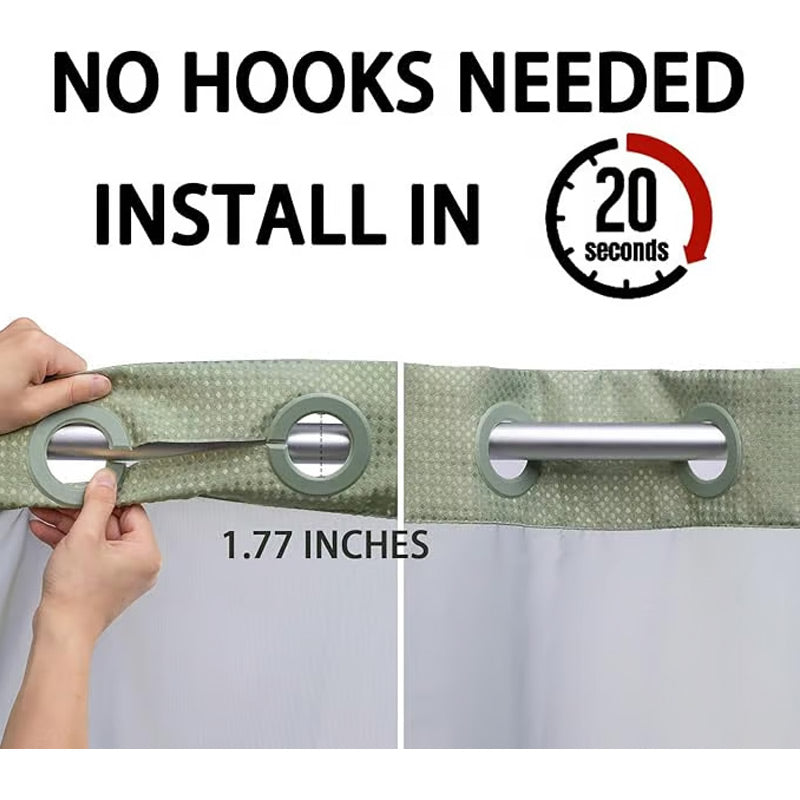 Finally, a shower curtain that actually keeps water IN no hooks, no leaks, waffle texture