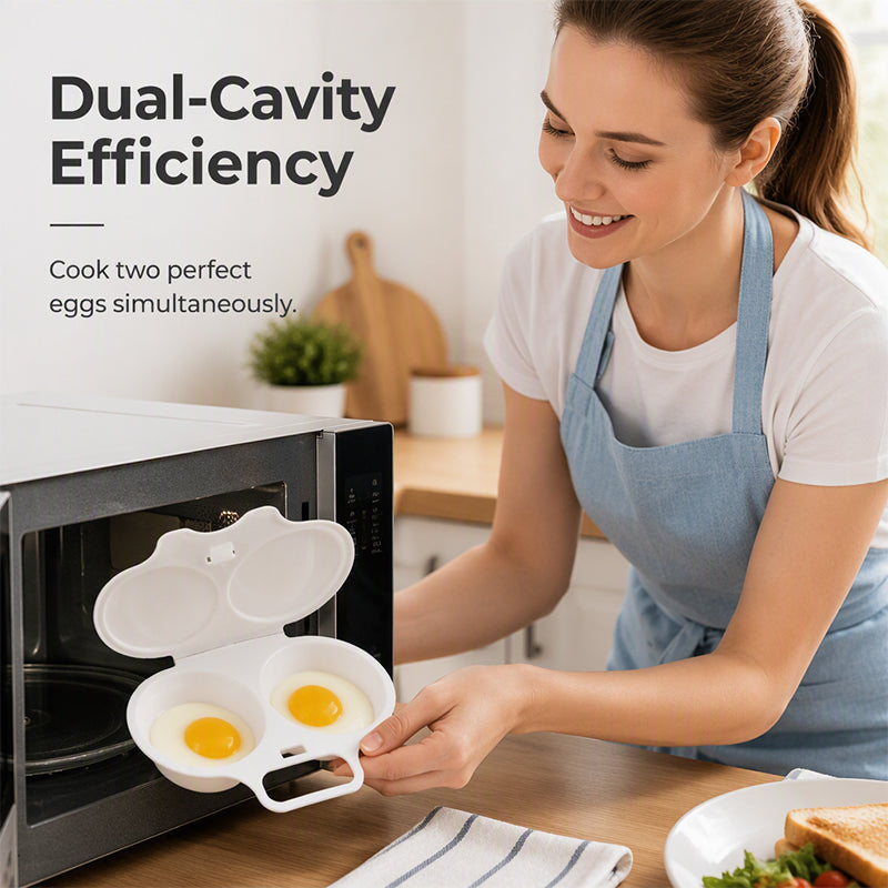 2-Cavity Microwave Egg Poacher Quick Oil-Free Egg Cooker for Easy Breakfasts