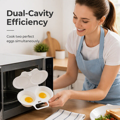 2-Cavity Microwave Egg Poacher Quick Oil-Free Egg Cooker for Easy Breakfasts