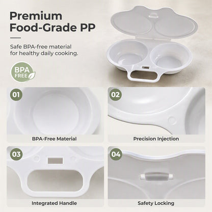 2-Cavity Microwave Egg Poacher Quick Oil-Free Egg Cooker for Easy Breakfasts