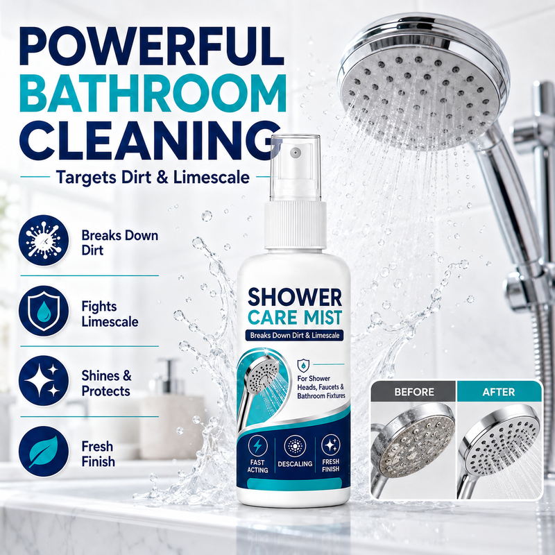 Fast-Acting Shower Limescale Remover Spray Dissolves stubborn mineral deposits & hard water stains. just spray & wipe!