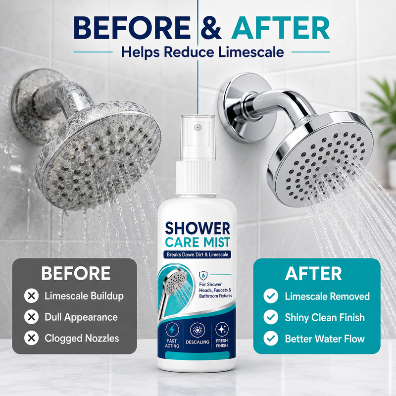Fast-Acting Shower Limescale Remover Spray Dissolves stubborn mineral deposits & hard water stains. just spray & wipe!
