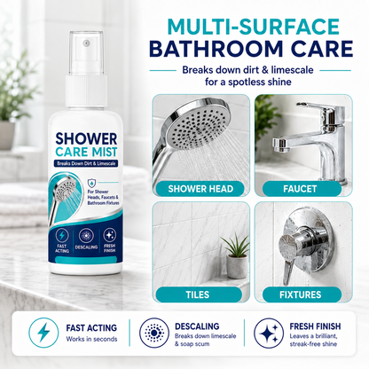 Fast-Acting Shower Limescale Remover Spray Dissolves stubborn mineral deposits & hard water stains. just spray & wipe!
