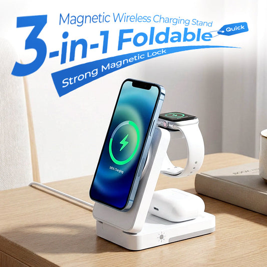 3-in-1 Foldable Wireless Charging Station for iPhone, Apple Watch & AirPods