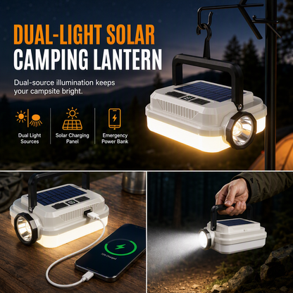 Solar Camping Lantern Dual Light & Emergency Power Bank