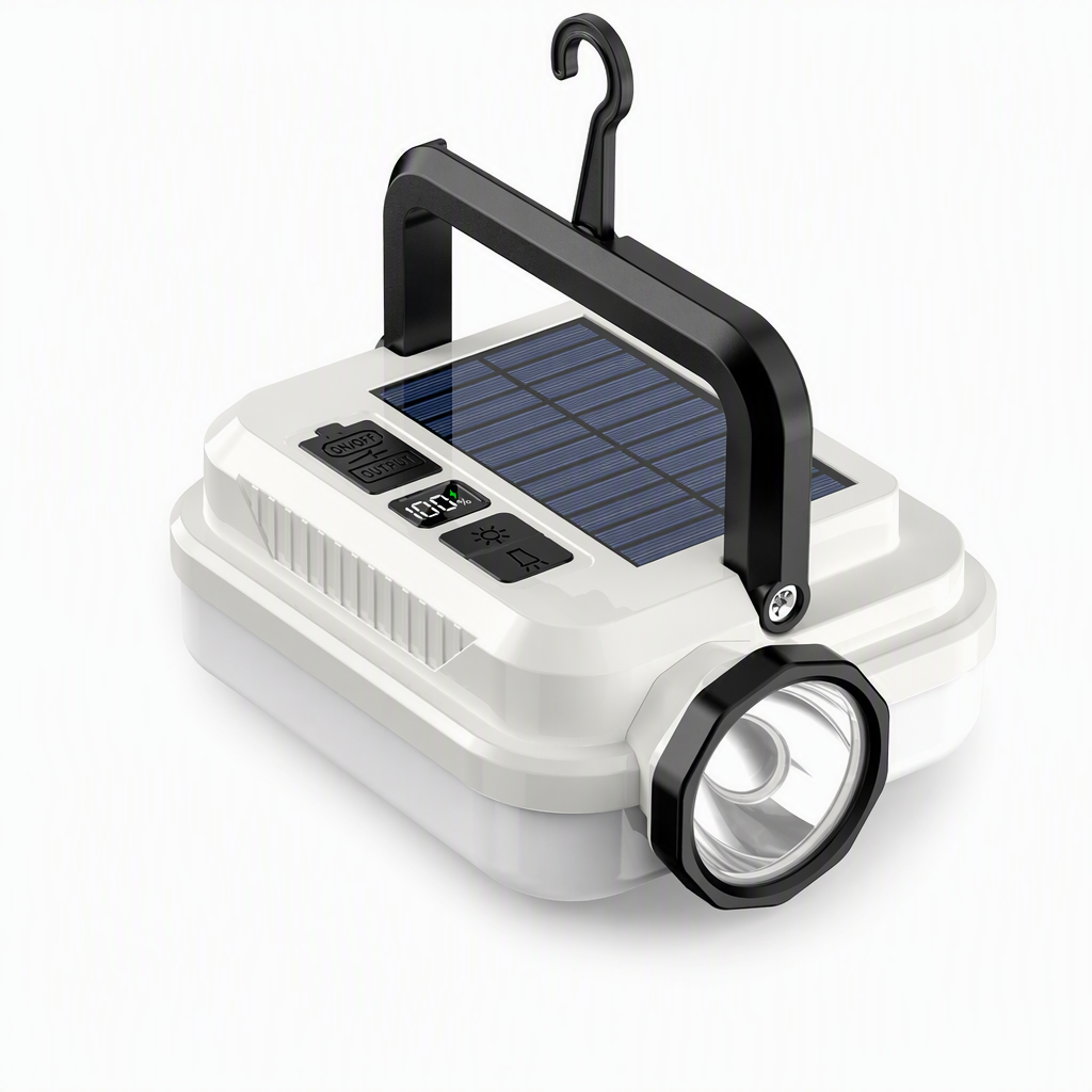Solar Camping Lantern Dual Light & Emergency Power Bank