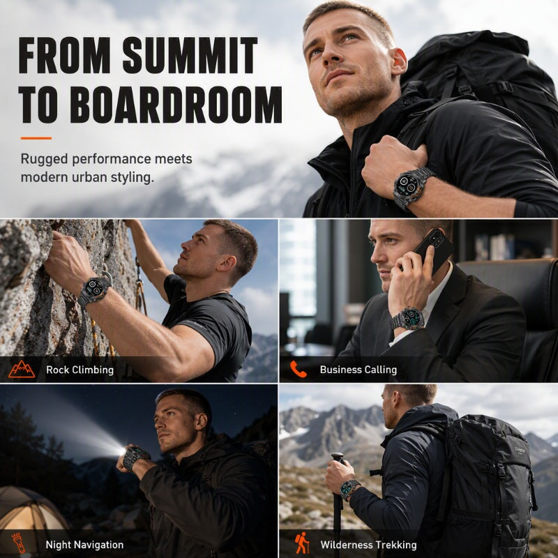 Outdoor Smartwatch Rugged, LED Flashlight & Bluetooth Calling For Sports, Fitness & Adventure