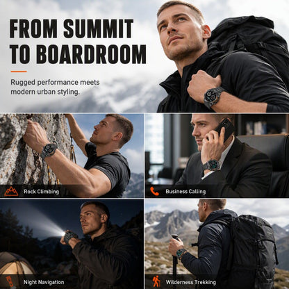 Outdoor Smartwatch Rugged, LED Flashlight & Bluetooth Calling For Sports, Fitness & Adventure