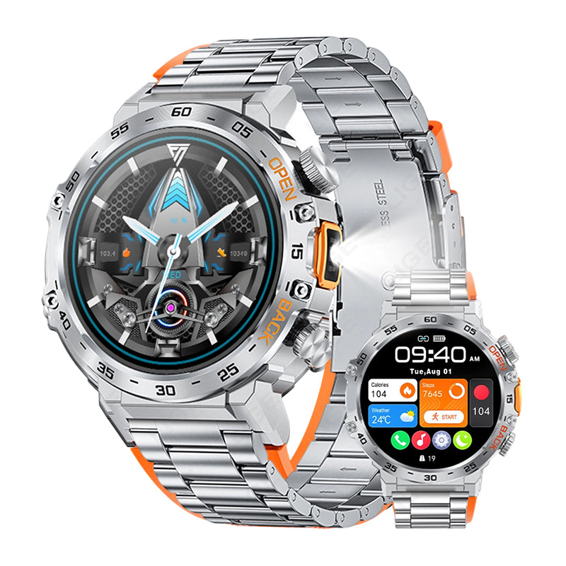 Outdoor Smartwatch Rugged, LED Flashlight & Bluetooth Calling For Sports, Fitness & Adventure