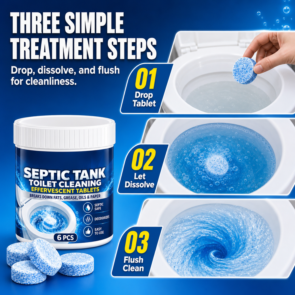 Effervescent Toilet Cleaning Tablets Drop, Fizz & Refresh