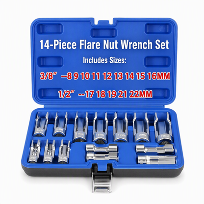 9-Piece Flare Nut Socket Set Slotted Oxygen Sensor & Diesel Injector Line Sockets