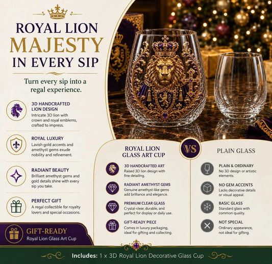 3D Crowned Lion Crystal Whiskey Glass