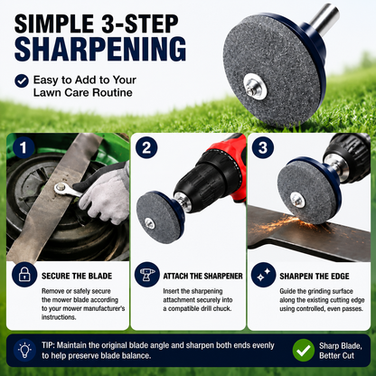 Mower Blade Sharpening Attachment Fits Most Drills, Fast & Simple
